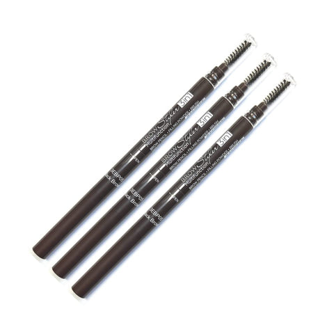 (3 pcs) Nabi 3 in 1 Eye Brow Pencil, Eyebrow Pencil with Brow Brush and Eye Brow Filling Powder (Black Brown)