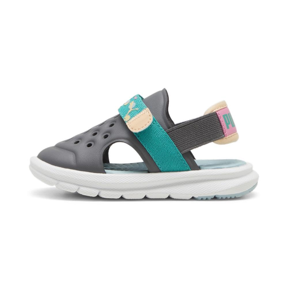 PUMA Evolve Sport Sandal, Cool Dark Gray-Sparkling Green-Turquoise Surf, 1 US Unisex Little Kid