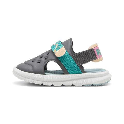 PUMA Evolve Sport Sandal, Cool Dark Gray-Sparkling Green-Turquoise Surf, 1 US Unisex Little Kid