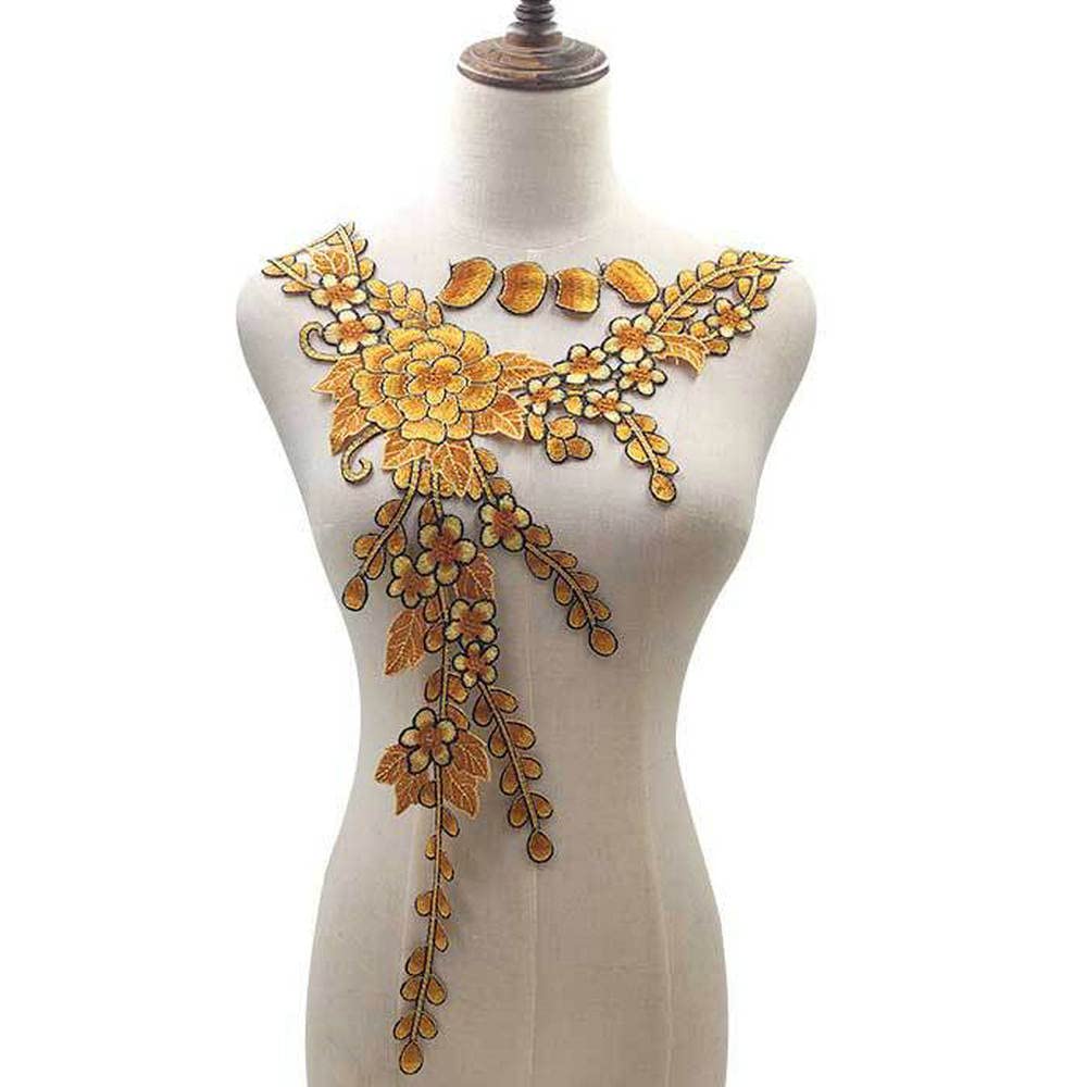 1 Pcs Floral Lace Collar Fabric Trim DIY Embroidery Lace Fabric Neckline Applique Sewing Craft
