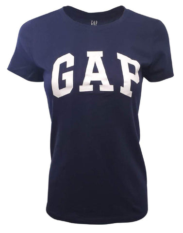GAP Womens Logo T-Shirt (Large, Navy (White Logo))