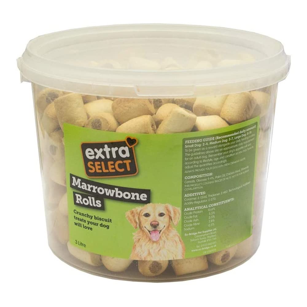 Extra Select Marrowbone Rolls Dog Treat Biscuits in a 3ltr Bucket (approx 210 biscuits)