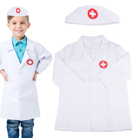 HENGBIRD Children's Doctor Coat, Children's Doctor Costume Doctor Coat Lab Coat Nurse Apron and Cap Doctor Accessories Girls Boys Kids Toys Gifts from 3 4 5 Years
