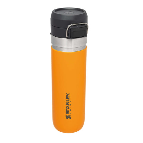 Stanley Quick Flip Stainless Steel Water Bottle 0.71L - Keeps Cold For 12 Hours - Leakproof - BPA-Free Thermal Flask - Dishwasher Safe - Cup Holder Compatible - Saffron