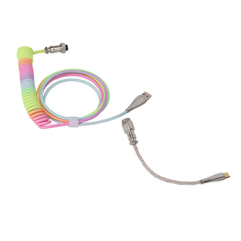 Haofy Gaming Keyboard Cable, Gradient Color Flush Keyboard Cord RGB Luminous Retractable USB C Interface for Office (Type 2)