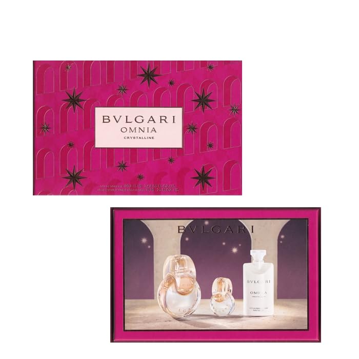 Bvlgari Omnia Crystalline for Women - 3 Pc Gift Set 3.4oz EDT Spray, 0.5oz EDT Spray, 2.5oz Body Lotion