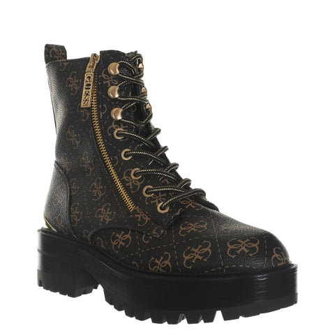 GUESS Women's FEARNE Combat Boot, Brown, 9