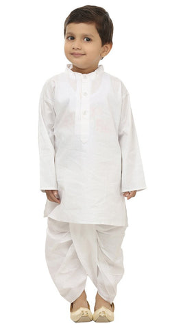 Focil Royal White Solid Kurta & Dhoti Pant Set Kids