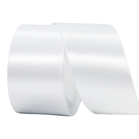 50mm Wide White Ribbon for Gift Wrapping,22M 2Inch Ribbon White Double Sided Satin Ribbon Solid Fabric Large Thick Ribbon Decorative Ribbon for Crafting,Hair Bow,Sewing,Floral,Wedding Car,Presents