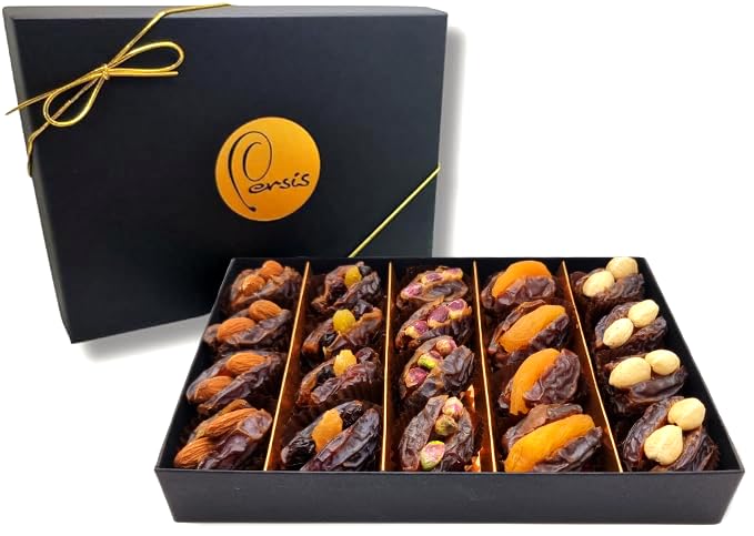 Persis Luxury Medjool Dates Gift Box Filled With Premium Quality Nuts and Fruits - Delicious and Juicy Jordan Dates - Deluxe Gift for Any Occassion