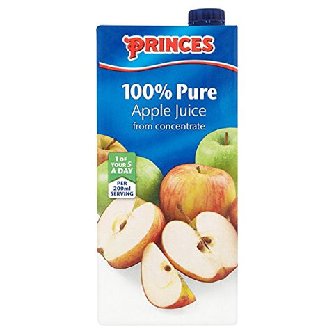 Princes 100% Pure Apple Juice from Concentrate 1 Litre (Pack of 12 x 1ltr)