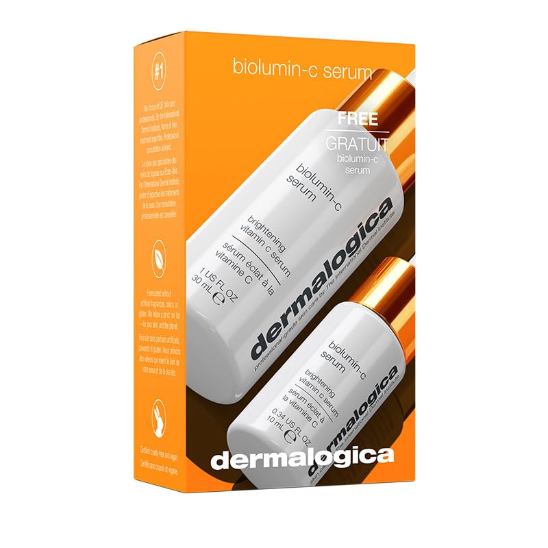 Dermalogica the Ultimate Glow Kit, Biolumin-C Serum for Face, Vitamin C for Firmer and Brighter Skin, 2 items - 1 oz and 0.34 oz