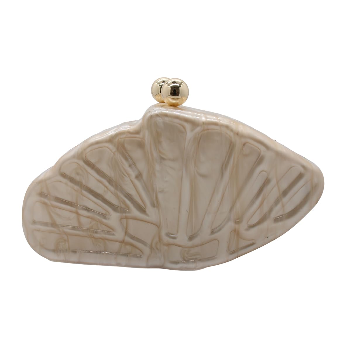 UMREN Lovely Acrylic Shell Shaped Clutch for Women Acrylic Evening Clutch Purse Marble Handbag for Wedding Cocktail Party Prom Champagne