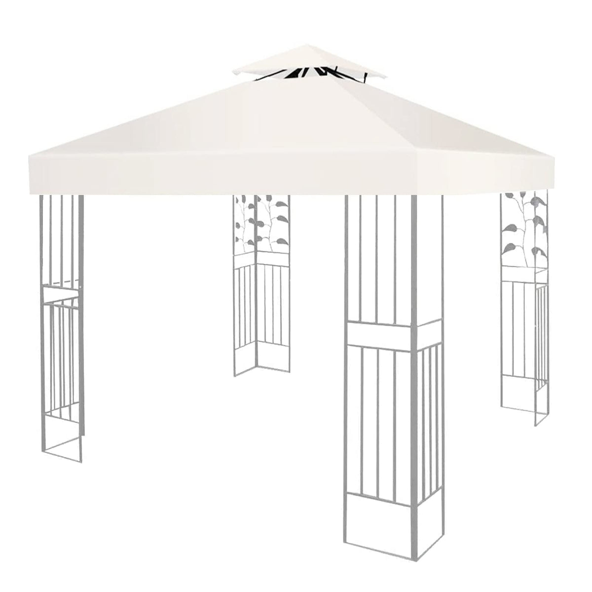 Gazebo Canopy Replacement Covers 3x3m 160GSM Cream Outdoor Garden Gazebo Waterproof Canopy With Double decker roof cover Patio Replacement Tent Top Canopy Garden Patio Party Tent (TOP ONLY)