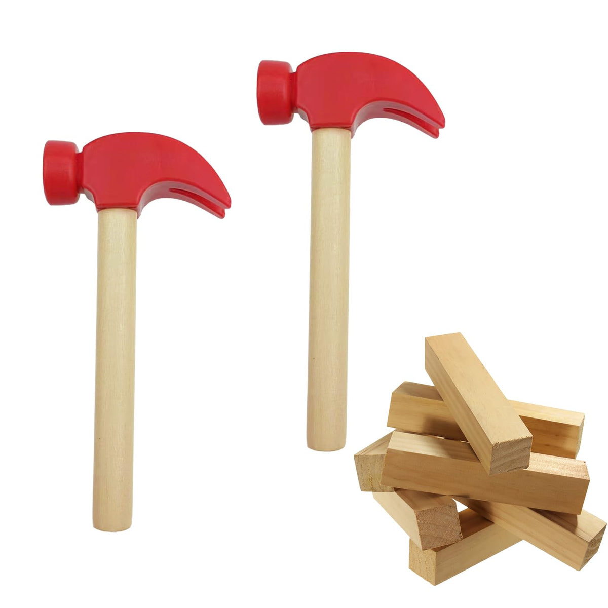Auswalar 2 PCS Mini Wooden Hammers girls Red Mallets Maintenance Tools Mallet Pounding Toy Beating Gavel Toys Pretend Toy Educational Toy