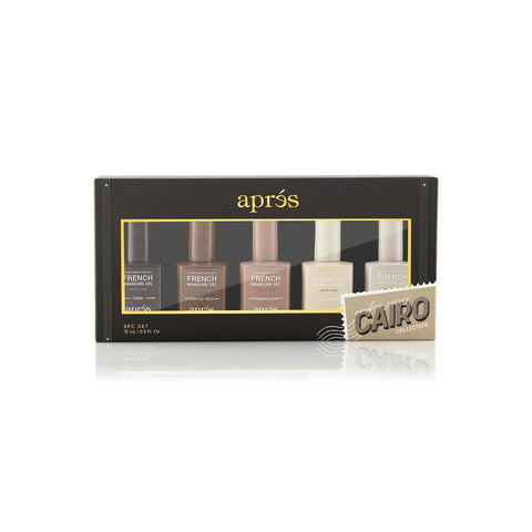 Apres Nail French Manicure Set | Includes 5 Ombre Color | Each Bottle 15mL / 0.5 Fl Oz | 2022 Version (Cairo)