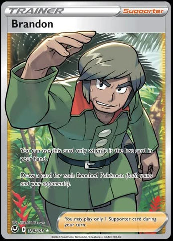 Brandon 188/195- Silver Tempest - Full Art Trainer - Pokemon Ultra Rare Card - Holo Foil