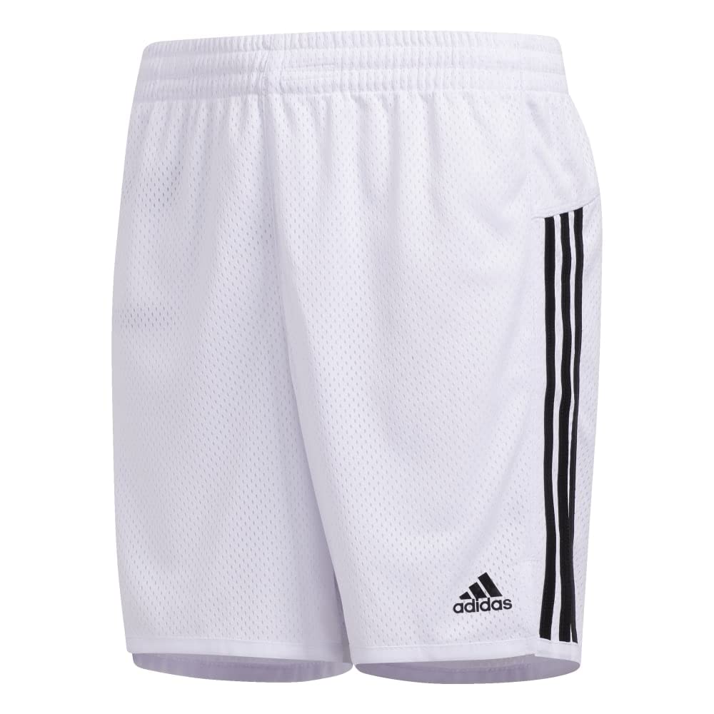 adidas Girls' Big 5" Mesh Athletic Gym Basketball Shorts, White, Large