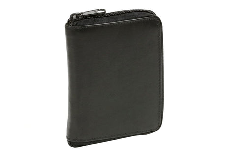 LEAS Men's and Women's Wallet with Side Zip Pocket Vertical Format, Genuine Leather, Black Special Edition''