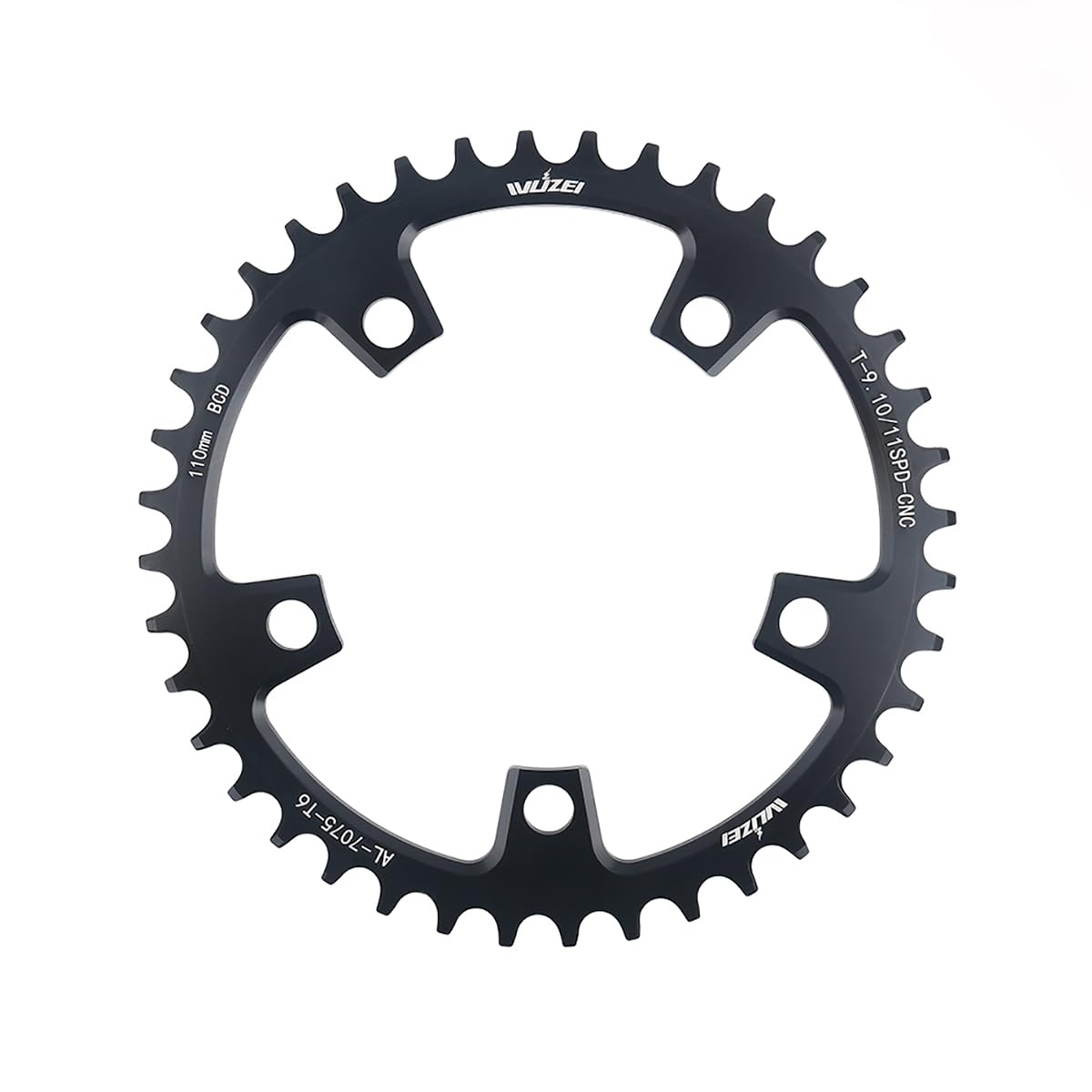 KTKEET 110/130 BCD Chainring 36/38/40/42/44/46/48/50/52/54/56/58/60T 5 Screws Round Narrow Wide Bicycle Chainring for 9/10/11 Speed Road Bike Folding Bicycle (110BCD 38T)