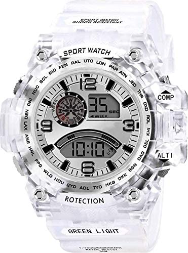 Fascinating Milan Digital Watch with Square LED Shockproof Multi-Functional Automatic 5 Color Dial White Strap Waterproof