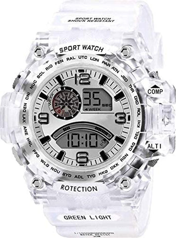 Fascinating Milan Digital Watch with Square LED Shockproof Multi-Functional Automatic 5 Color Dial White Strap Waterproof
