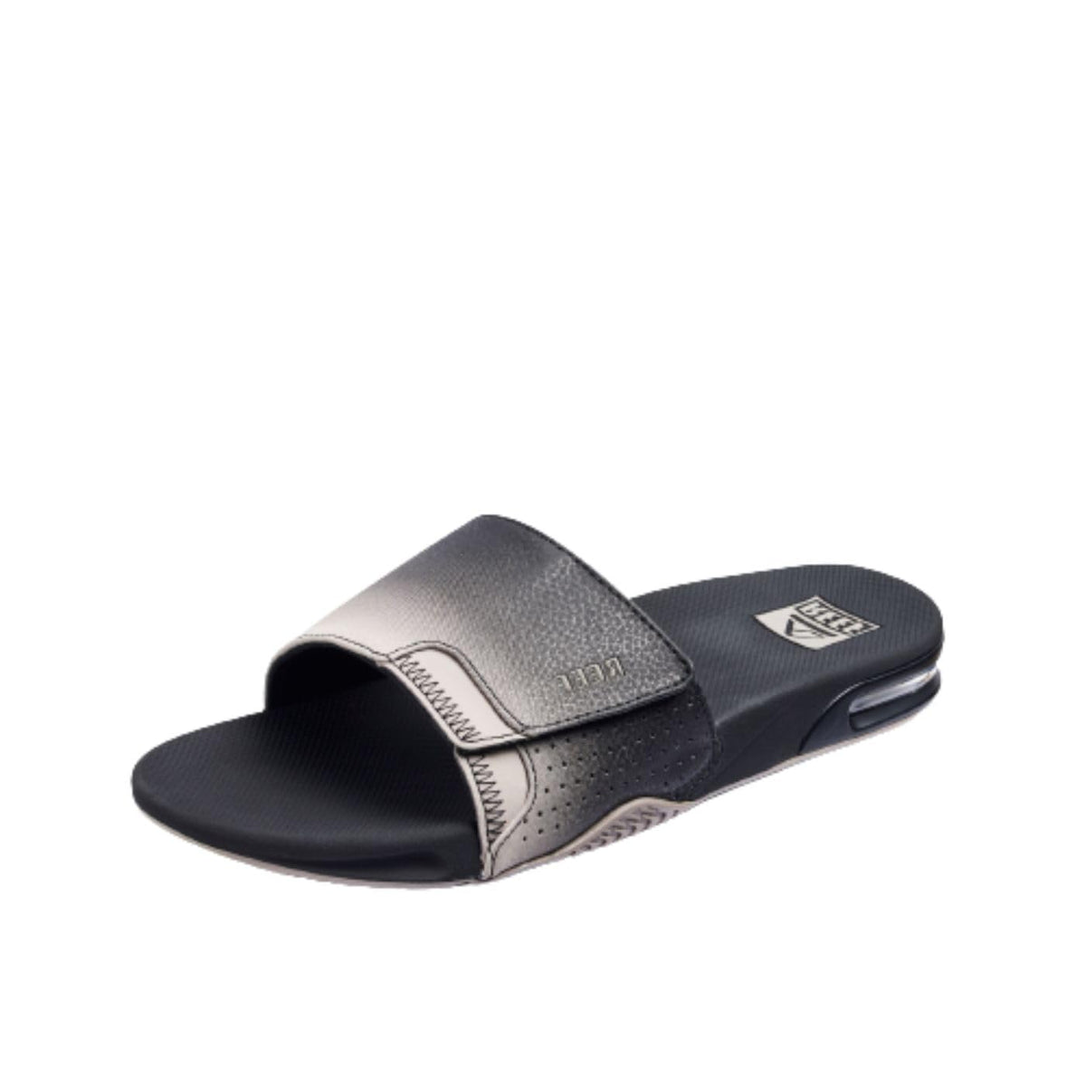 Reef Mens Fanning Slide | Bottle Opener Sandal , Black/Taupe Fade, 9