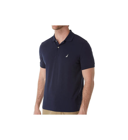 Nautica Men's Short Sleeve Solid Cotton Pique Polo Shirt, Navy, Medium