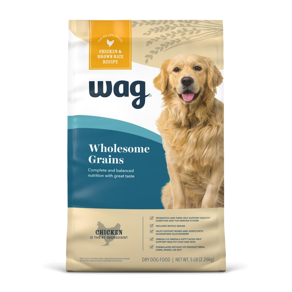 Amazon Brand - Wag Dry Dog Food, Chicken and Brown Rice, 5 lb Bag