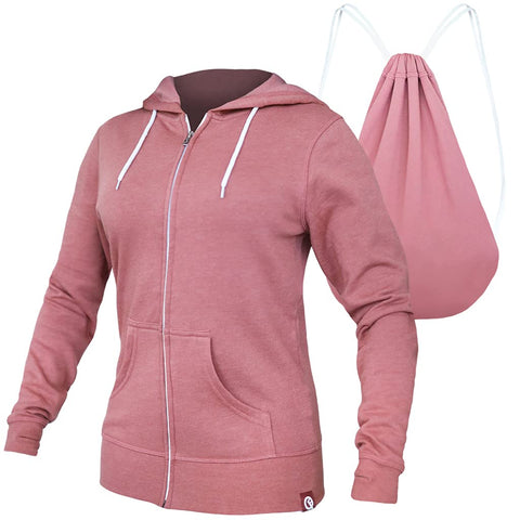 Quikflip 2-in-1 Reversible Backpack Hoodie (As Seen on SHARK TANK) Women's Full-Zip Hero Hoodie Lite - Dusty Rose