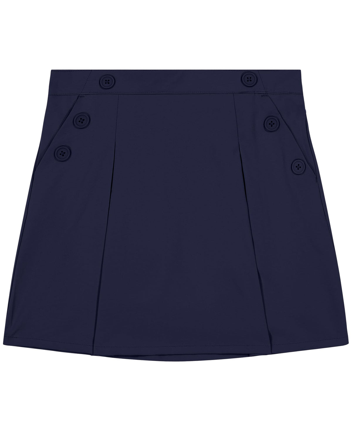 Nautica Girls Size' School Uniform Pull-On Scooter Skirt with Undershorts, Poplin Style with Button Pockets, Wrinkle & Fade Resistant, Navy, 14 Plus