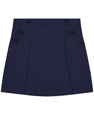 Nautica Girls Size' School Uniform Pull-On Scooter Skirt with Undershorts, Poplin Style with Button Pockets, Wrinkle & Fade Resistant, Navy, 14 Plus