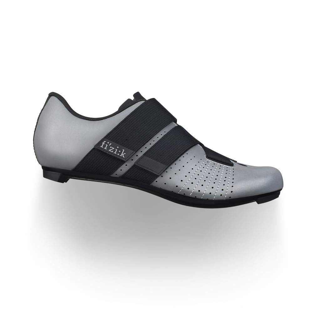 Fizik Unisex Tempo Powerstrap R5 Cycling Shoe, Reflective Grey Black, 8 UK
