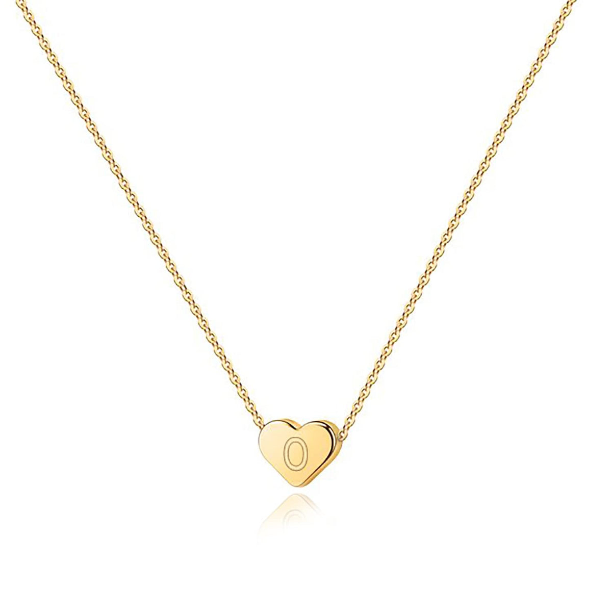 PAVOI 14K Yellow Gold Plated Mini Dainty Heart Initial Necklace | Slider Adjustable Necklace - 18" | Letter Necklaces for Women | O Initial