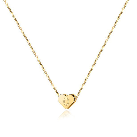 PAVOI 14K Yellow Gold Plated Mini Dainty Heart Initial Necklace | Slider Adjustable Necklace - 18" | Letter Necklaces for Women | O Initial