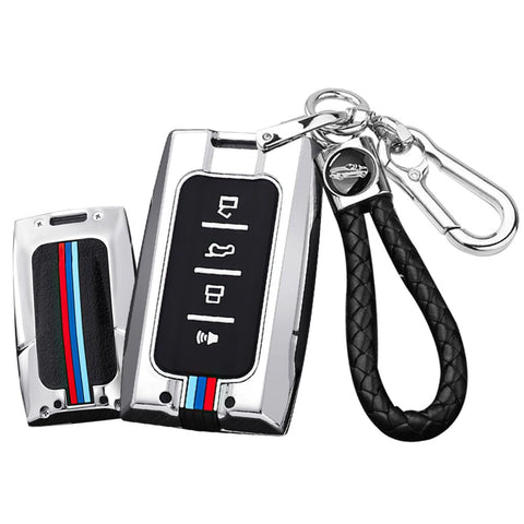 ontto Metal Car key fob cover Fit for Great Wall GWM WEY TANK 300 500 Tank300 Tank500 Smart key case keyring Silicone Key Shell Holder bag keychain Accessories 4 buttons Silver A