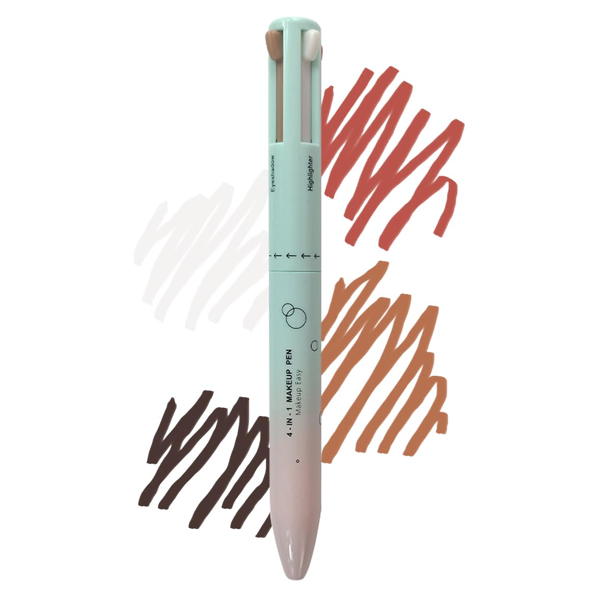 4-in-1 Travel Makeup Pen-Brown Eye Liner/Eyebrow Pencil in Dark Brown,Eyeshadow in Brown, Lip Liner/Blush in Mauve,Highlighter in White,Face Multi-Functional Travel Size Makeup Pen