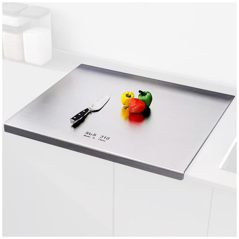 EHERDM 316 Stainless Steel Cutting Boards for Kitchen Stainless Steel Cutting Boards with Lip Kitchen Steel Chopping Boards Suitable for Meat Fruits Vegetables Bread Baking(40 x 30cm/15.7 x 11.8 in)