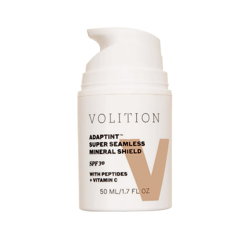 Volition Beauty Adaptint Super Seamless Mineral Shield SPF 30 - Warm Undertone - Zinc Oxide Tinted Face Sunscreen with Peptides & Vitamin C - Reef-Safe Sun Protection, Vegan (50ml / 1.7 fl oz)