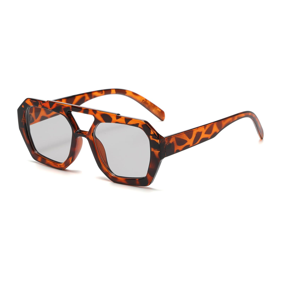 YAMEIZE 70s Retro Double Bridge - Pilot Sunglasses for Women Men - Classic Hexagonal Sunglasses Square Eyewear Driving