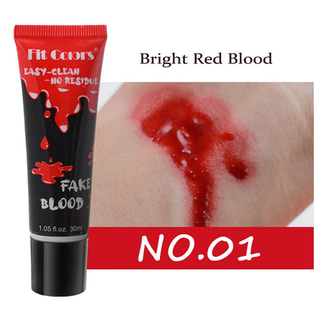 GL-Turelifes Halloween Fake Blood Paint Makeup, Coagulated Blood Scab Blood Gel, Special Effects Wound Modeling SFX Makeup for Zombie Vampire Monster Cosplay Mouth Clothes Dress Up 1.06oz (Bright Red)