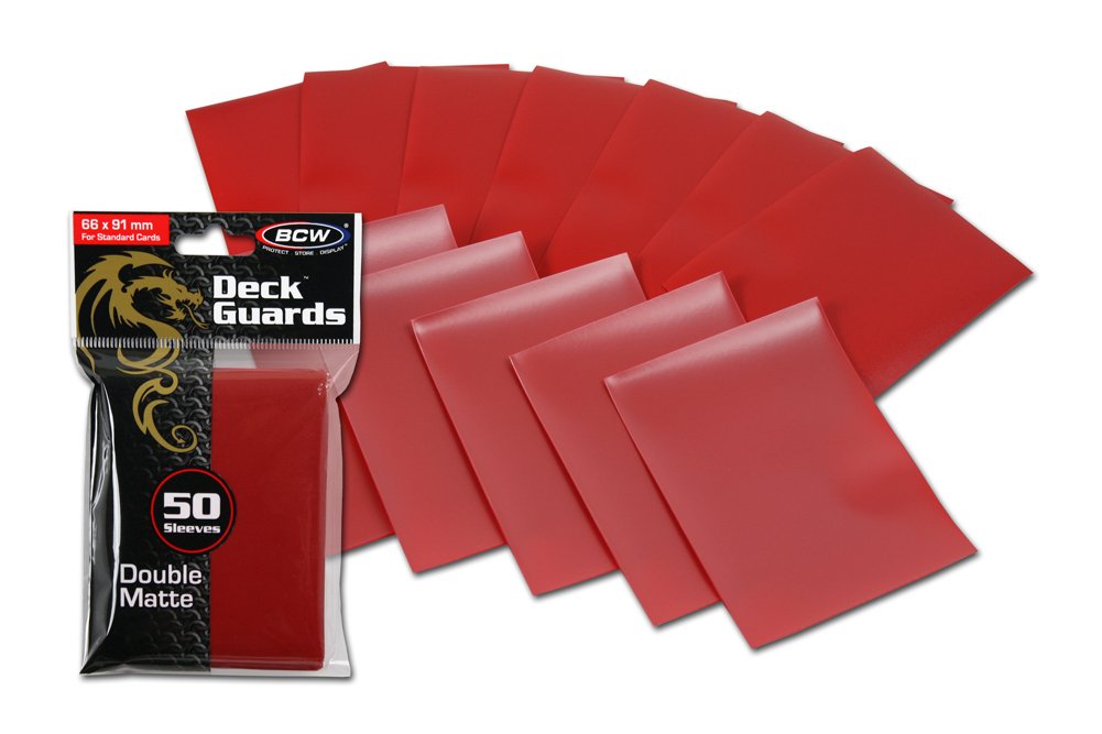 BCW 100ct Deck Guard RED MATTE Finish for Stardard Size Collectable Cards - Deck Protector Sleeves [2-Pack Bundle]