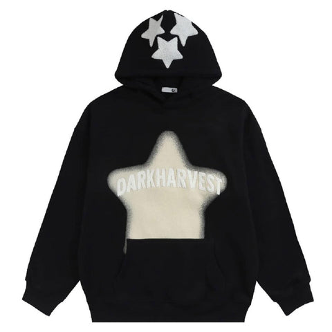 NECHARI Y2k Jacket Men Star Oversized Black Sweatshirts Harajuku Gothic Grunge Casual Long Sleeve Top Pullover Hoodies for Womens