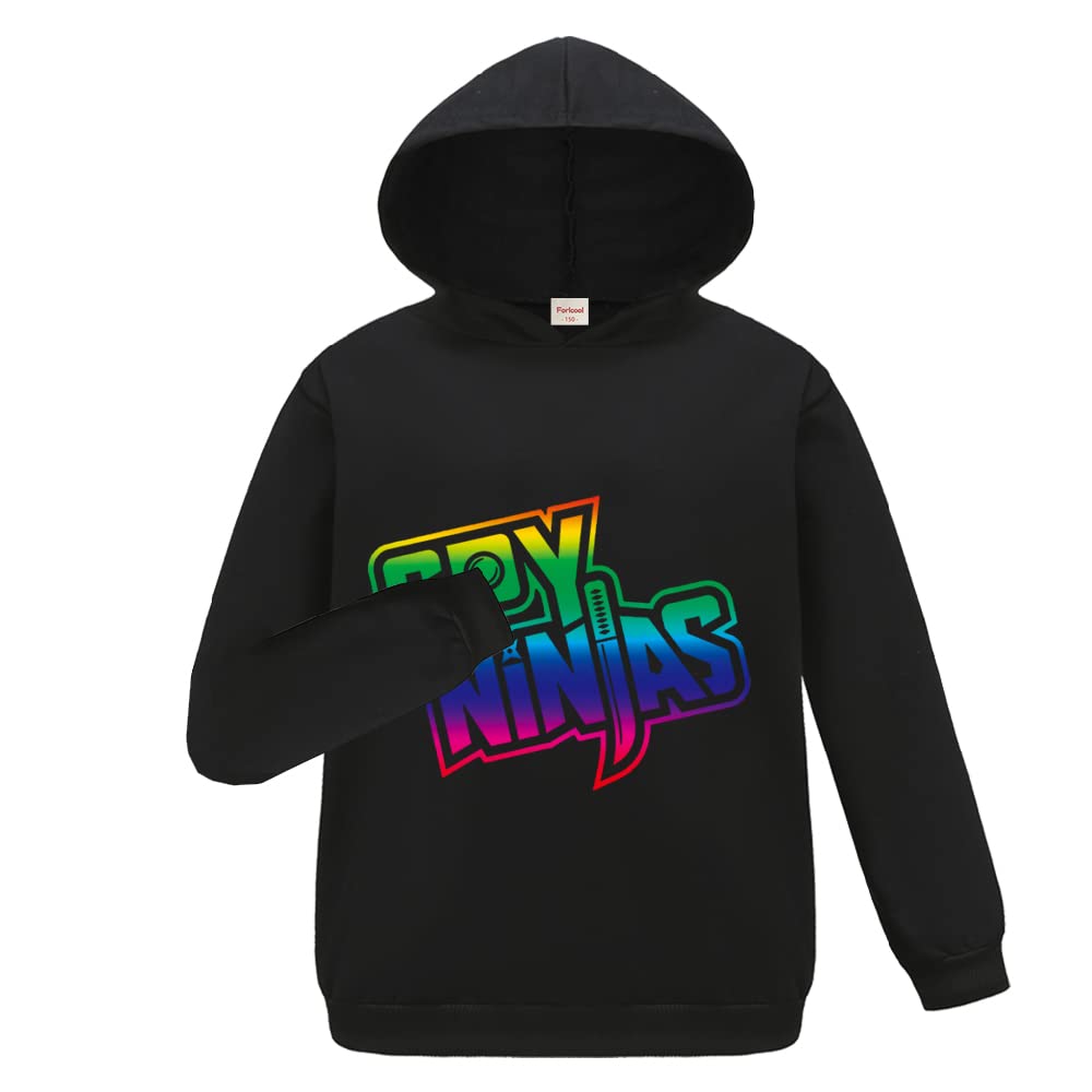 Forlcool Ninjas Gaming Merch Fashion Unisex Hoodies Sweatshirts for Kids Boys and Girls Jumper Top (Black,11-12 Years,11 Years,12 Years)