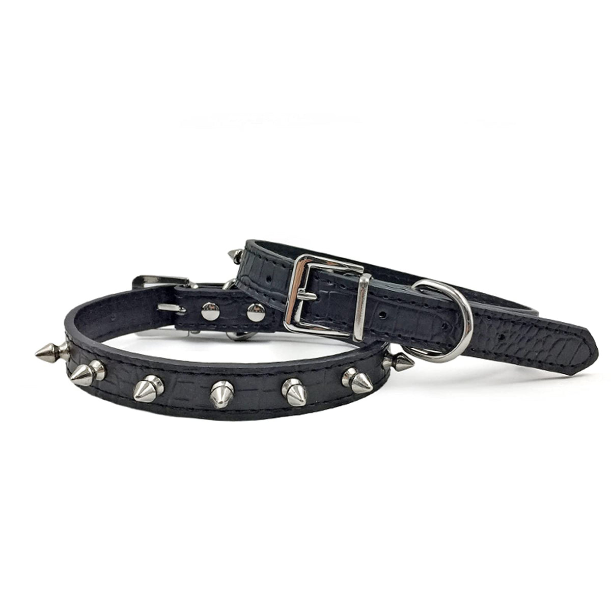 Enjoying Spiked Dog Collar Spiky Dog Collar Leather Adjustable Pet Spike Collar, Black Medium