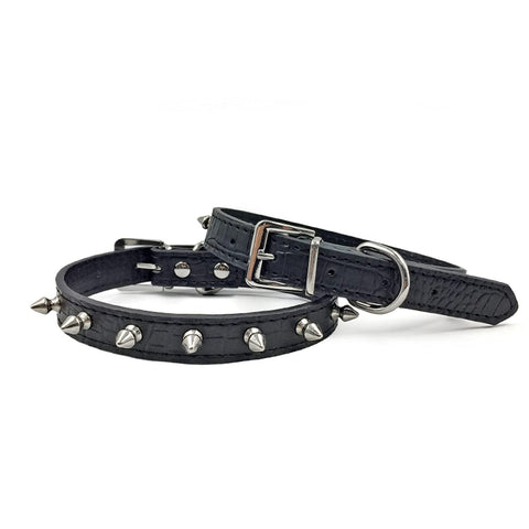Enjoying Spiked Dog Collar Spiky Dog Collar Leather Adjustable Pet Spike Collar, Black Medium