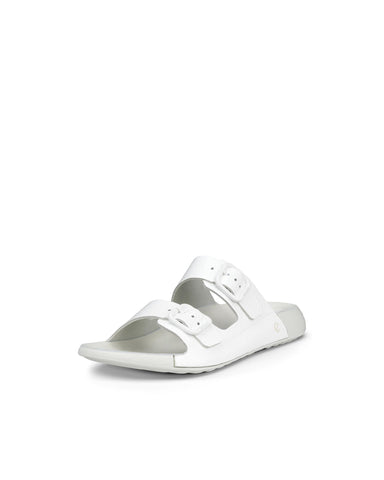 ECCO Women's Cozmo Two Band Buckle Slide Sandal, Bright White, 9-9.5
