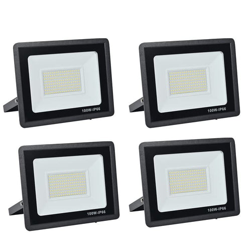 LED Floodlight Security Light,100W Outdoor Spotlight 10000LM Outdoor Flood Lights,IP66 Waterproof 6000k LED Spotlight for Garden,Garage,Square,Car Park,Construction Site ect(Cold white-4pcs,100W)