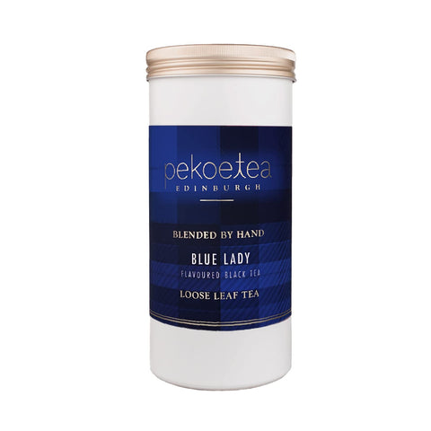 PekoeTea Edinburgh Blue Lady Floral Flavoured Black Tea - Chinese Black Tea with Flowers - Rose & Grapefruit Luxury Blend - Loose Leaf or Teabags
