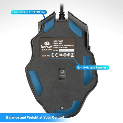 Redragon Gamer Phaser (M609) 6 Buttons 3200dpi Optical Wired USB LED Backlight 4 Colours DPI Level